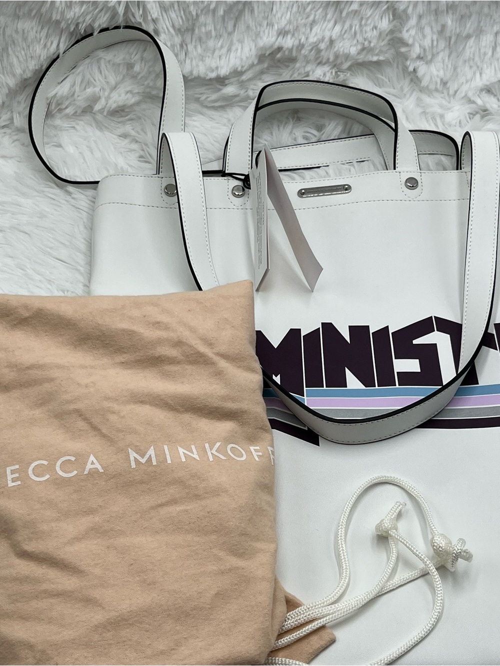 Rebecca Minkoff Feminista 100% Genuine Leather Tote Bag White NWT
